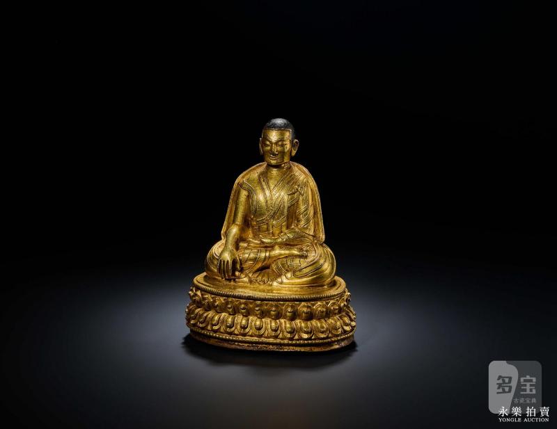 15世纪 （西藏）铜鎏金上师像 - 图4